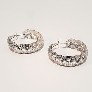 Silver Plated Braided Hoop Earrings